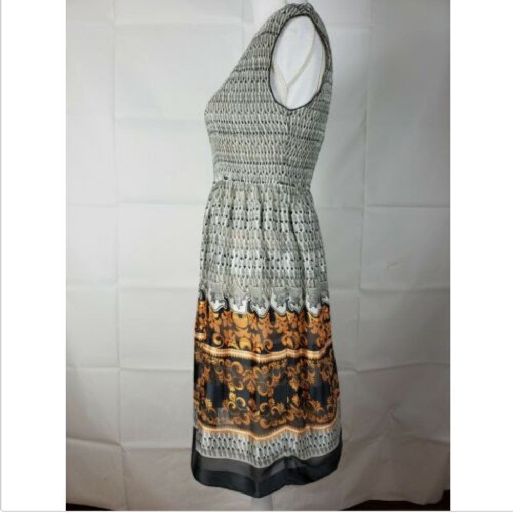 MSSP Size M Dress Stretch Waist Gold Silver A Line - Picture 3 of 6